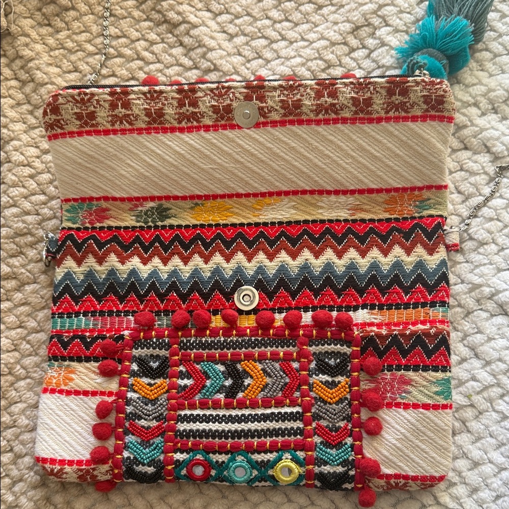 Bohemian Multicolor Clutch with Tassel